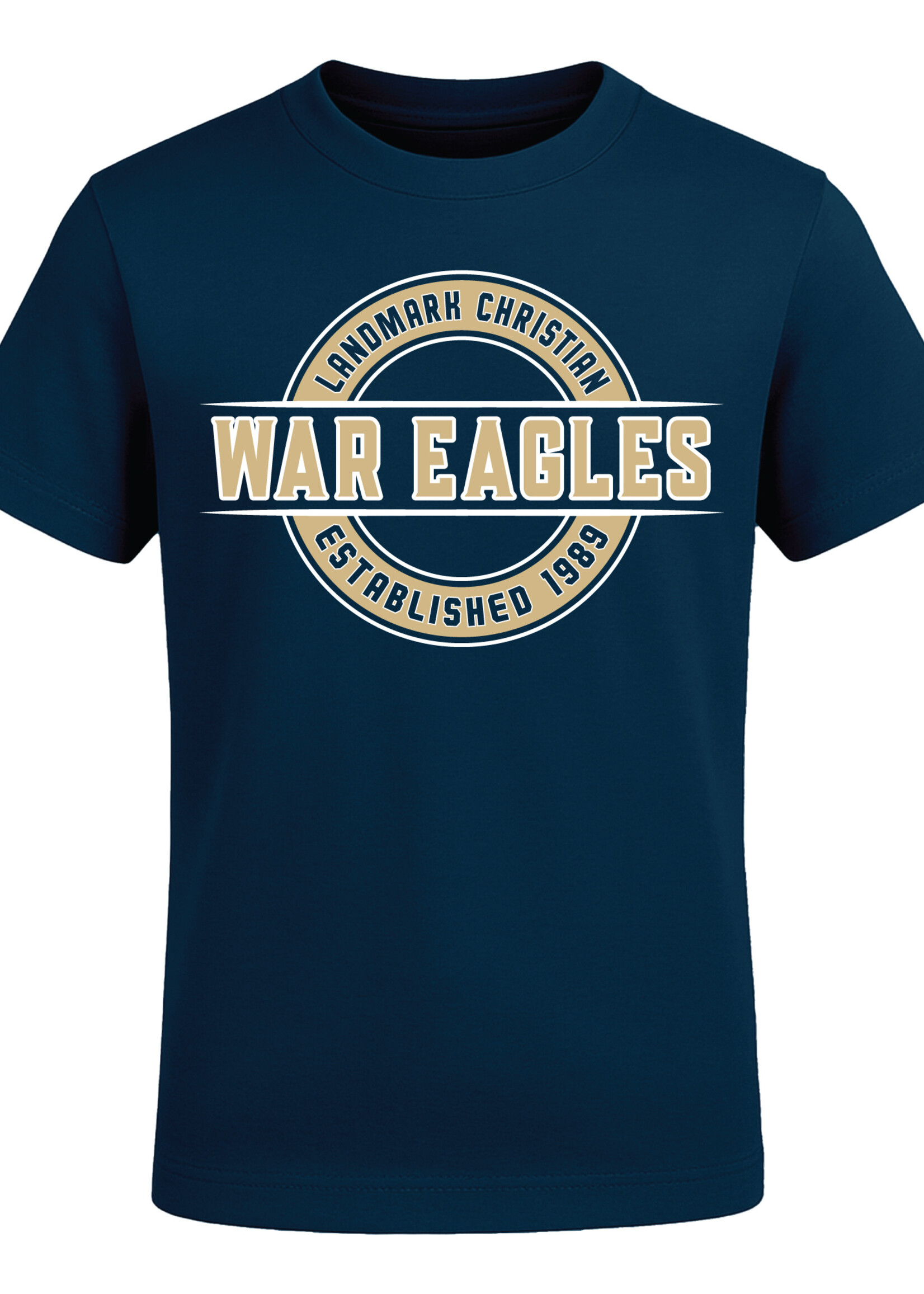 YOUTH NAVY COTTON TEE WITH FRONT CHEST SCREEN PRINT