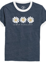 GIRLS NAVY HEATHER  SHORT SLEEVE RINGER TEE
