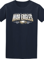 ADULT SOFT TOUCH NAVY TEE WITH FRONT CHEST SCREEN PRINT