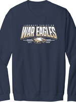 ADULT SOFT TOUCH NAVY CREW WITH FRONT CHEST SCREEN PRINT
