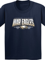 YOUTH SOFT TOUCH NAVY TEE WITH FRONT CHEST SCREEN PRINT