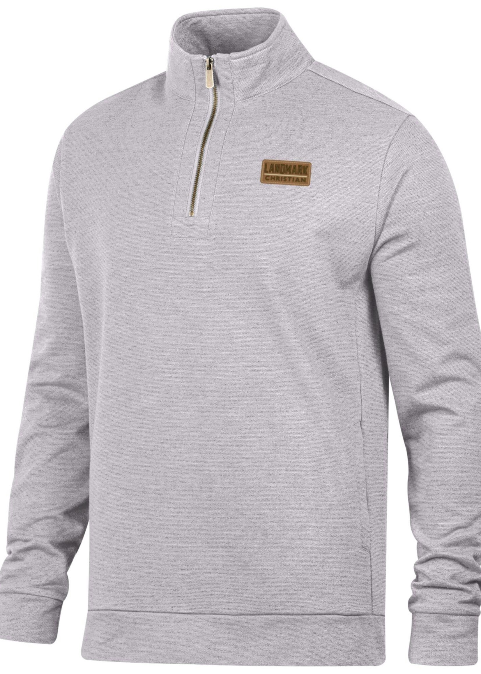 ADULT LIGHTWEIGHT 1/4 ZIP SALT & PEPPER HEATHER FRENCH TERRY WITH POCKETS
