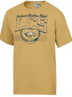 ADULT ARTISAN GOLD COTTON SHORT SLEEVE TEE WITH DISTRESSED SCREEN PRINT