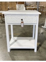 Carved Nightstand Antique White 23.5