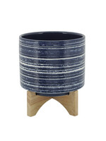 Ceramic Planter on Stand-8"-Blue