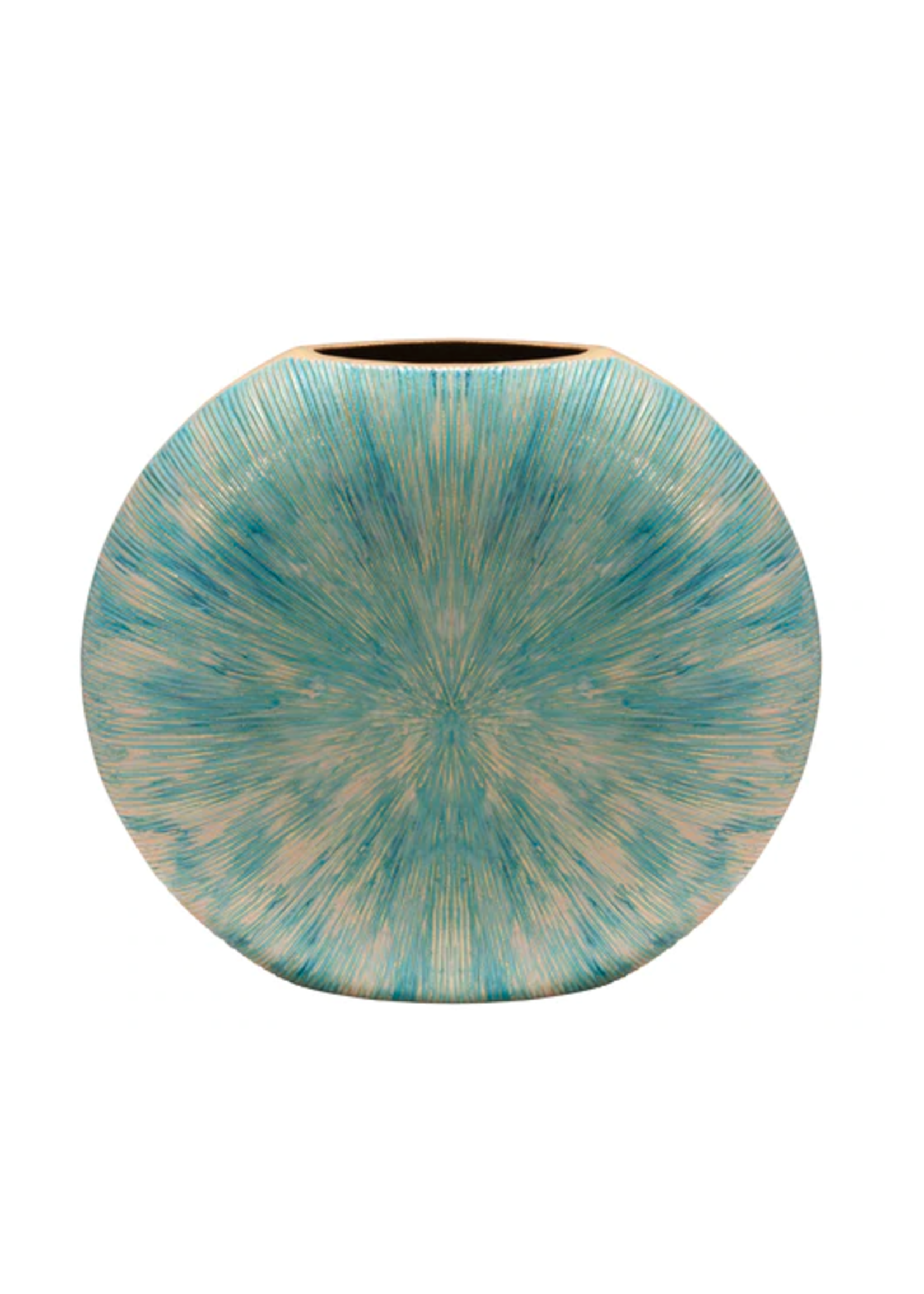 Decorative Metal Vase-Turquoise-14"