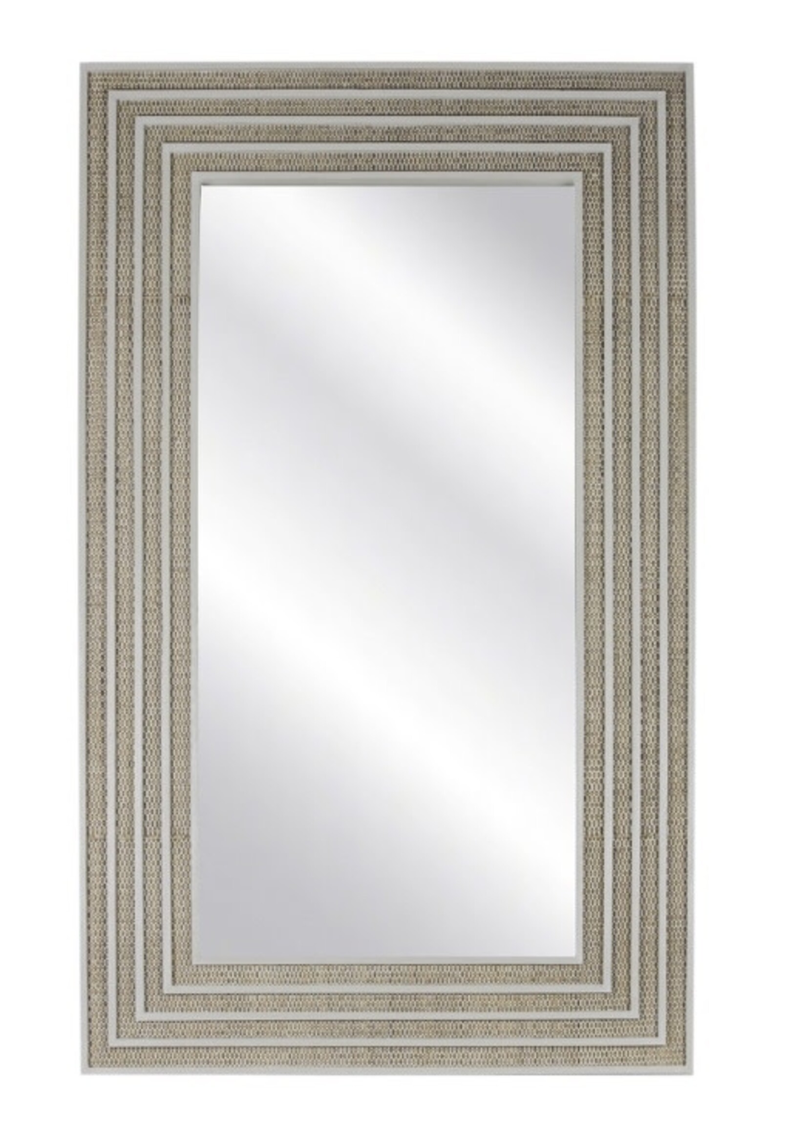 Rectangular Mirror With Rattan Inset 35x1.5x59