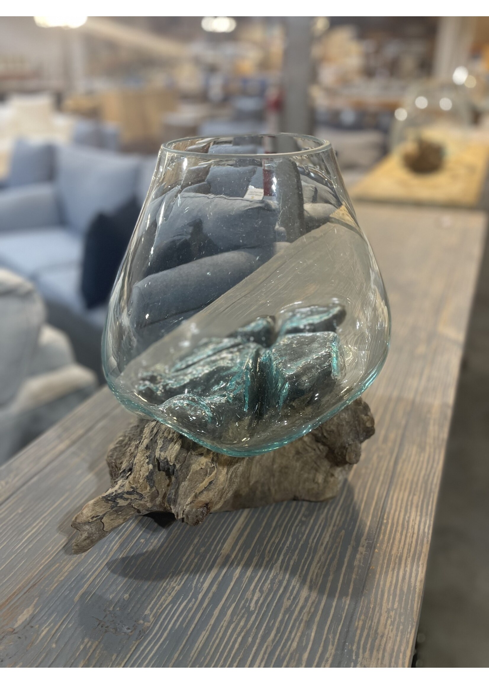 Glass Bowl on Wooden Stand