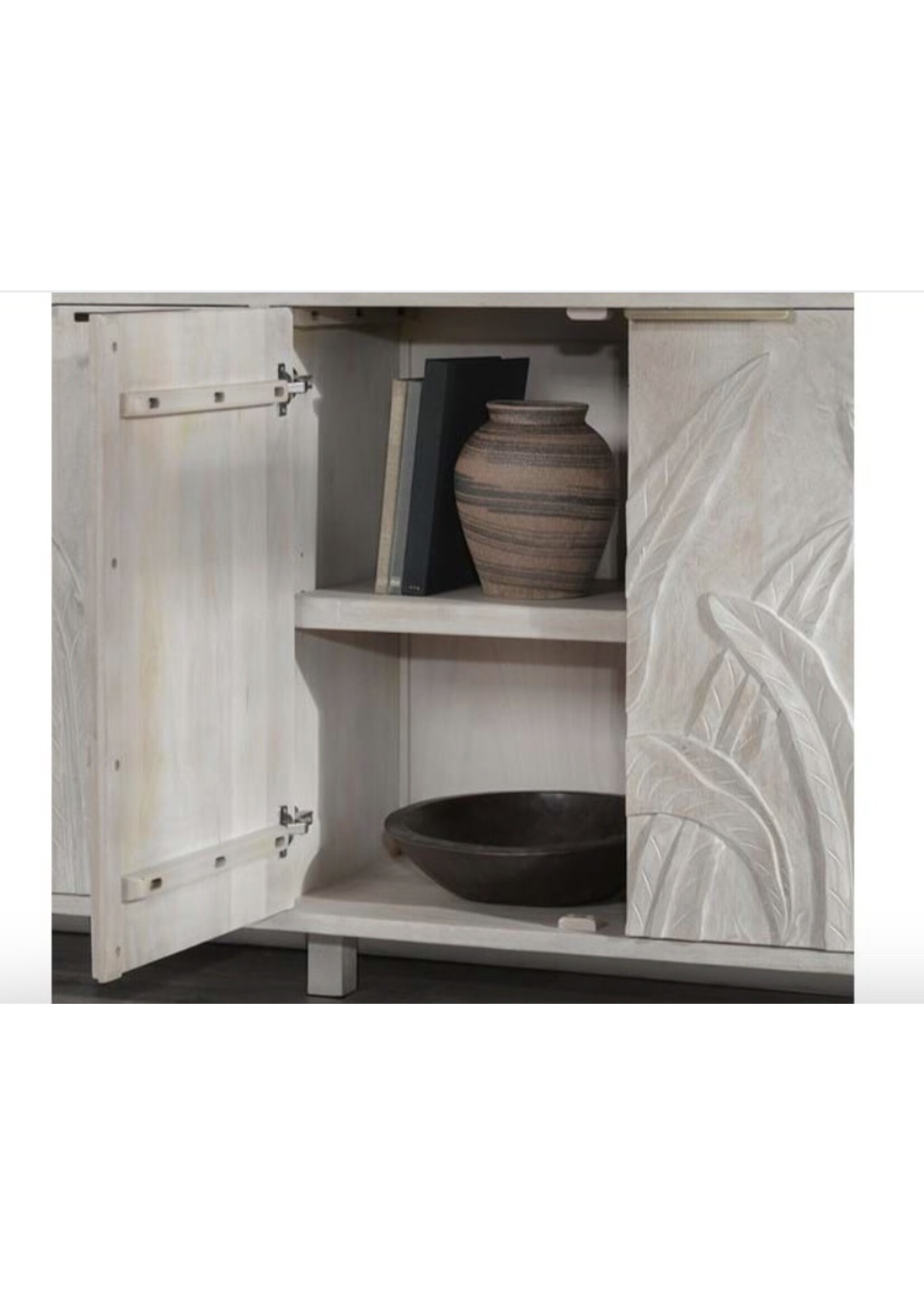 Ledro Mango Wood 4Dr Cabinet White Wash 82