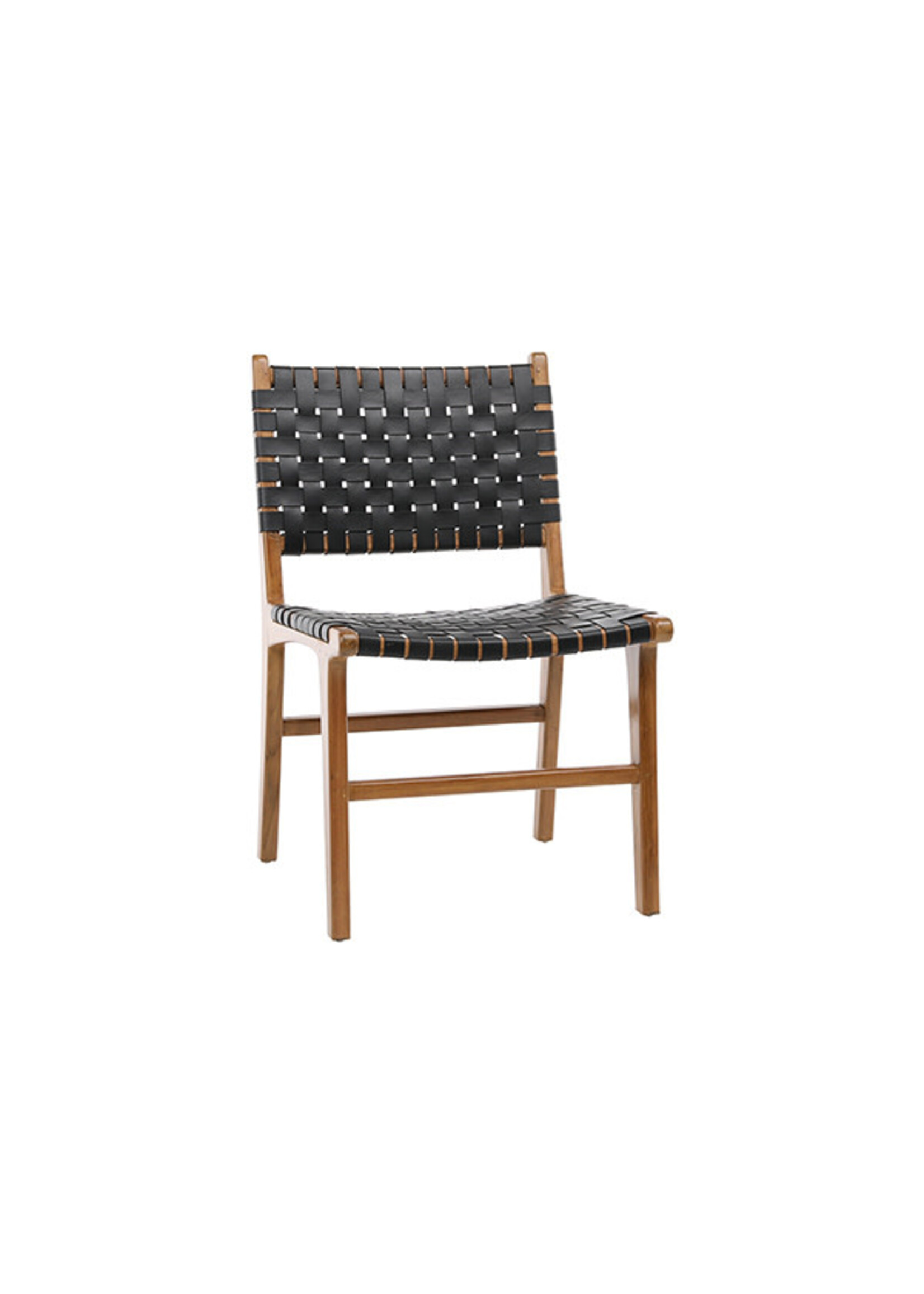 Dale Dining Chair NAT W BLK LEATHER -21"W