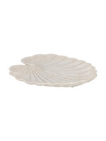 Lily Pad Carved White Marble Decorative Tray  14x12x2