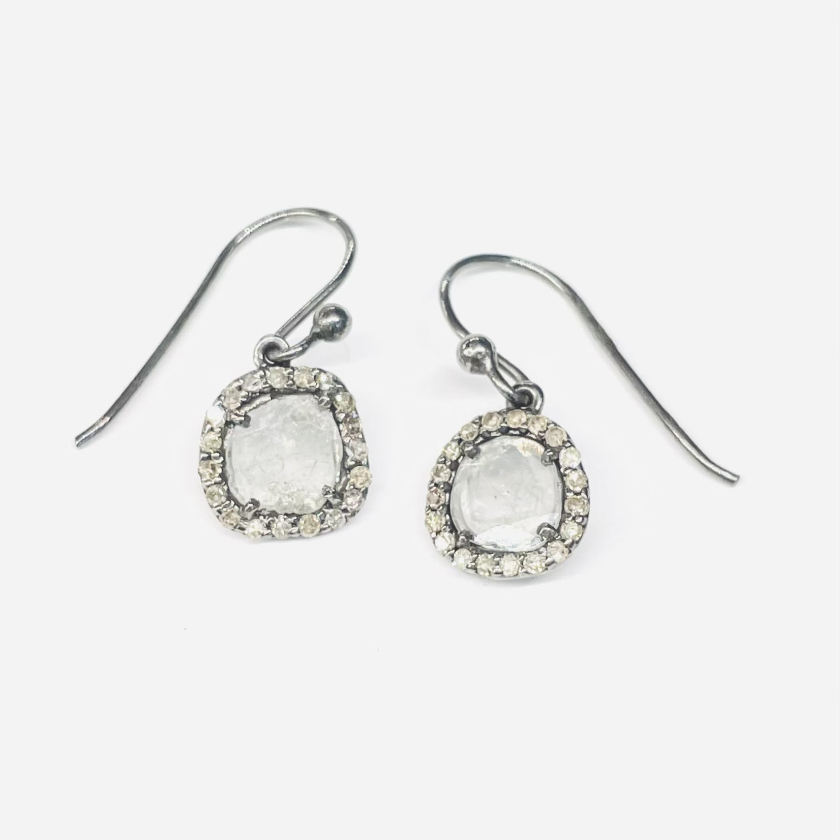 Robindira Unsworth Diamond Slice and Champagne Pave Diamond Earrings