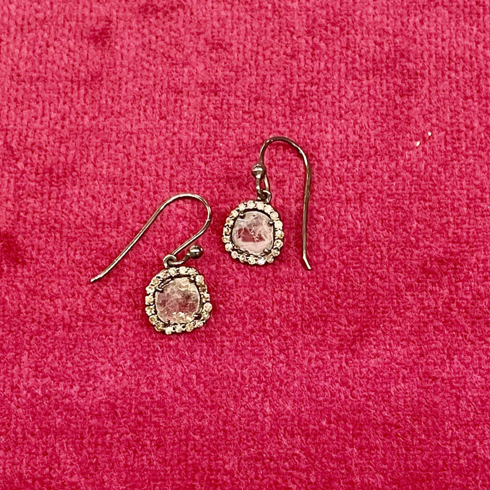 Robindira Unsworth Diamond Slice and Champagne Pave Diamond Earrings
