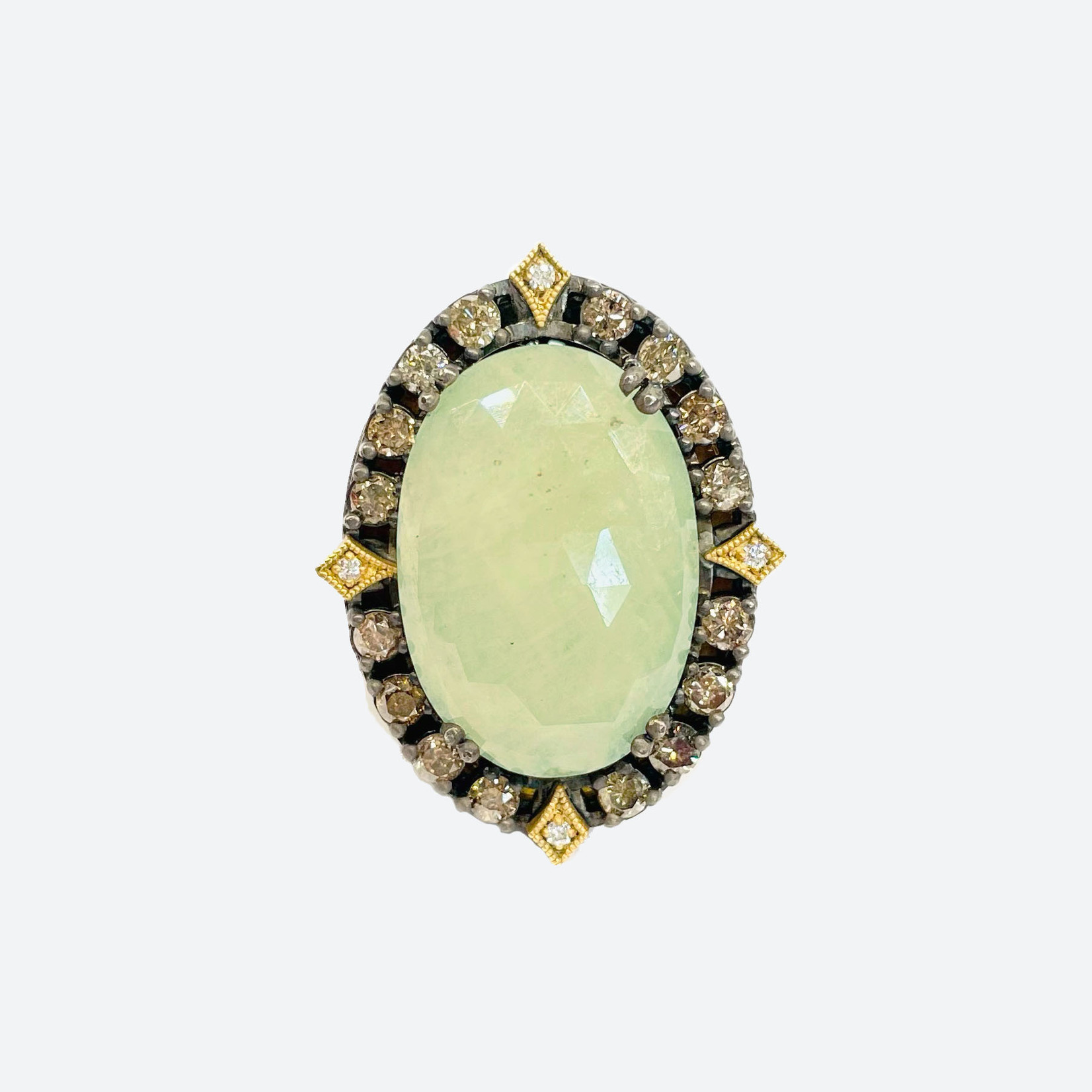Sara Weinstock Marquis Milky Moonstone  With Diamonds