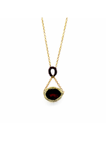 Knotted Pyrite Gold Oval Pendant Necklace