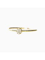 Golden Thread White Diamond Mini Circle Ring -14K