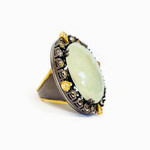Sara Weinstock Marquis Milky Moonstone  With Diamonds