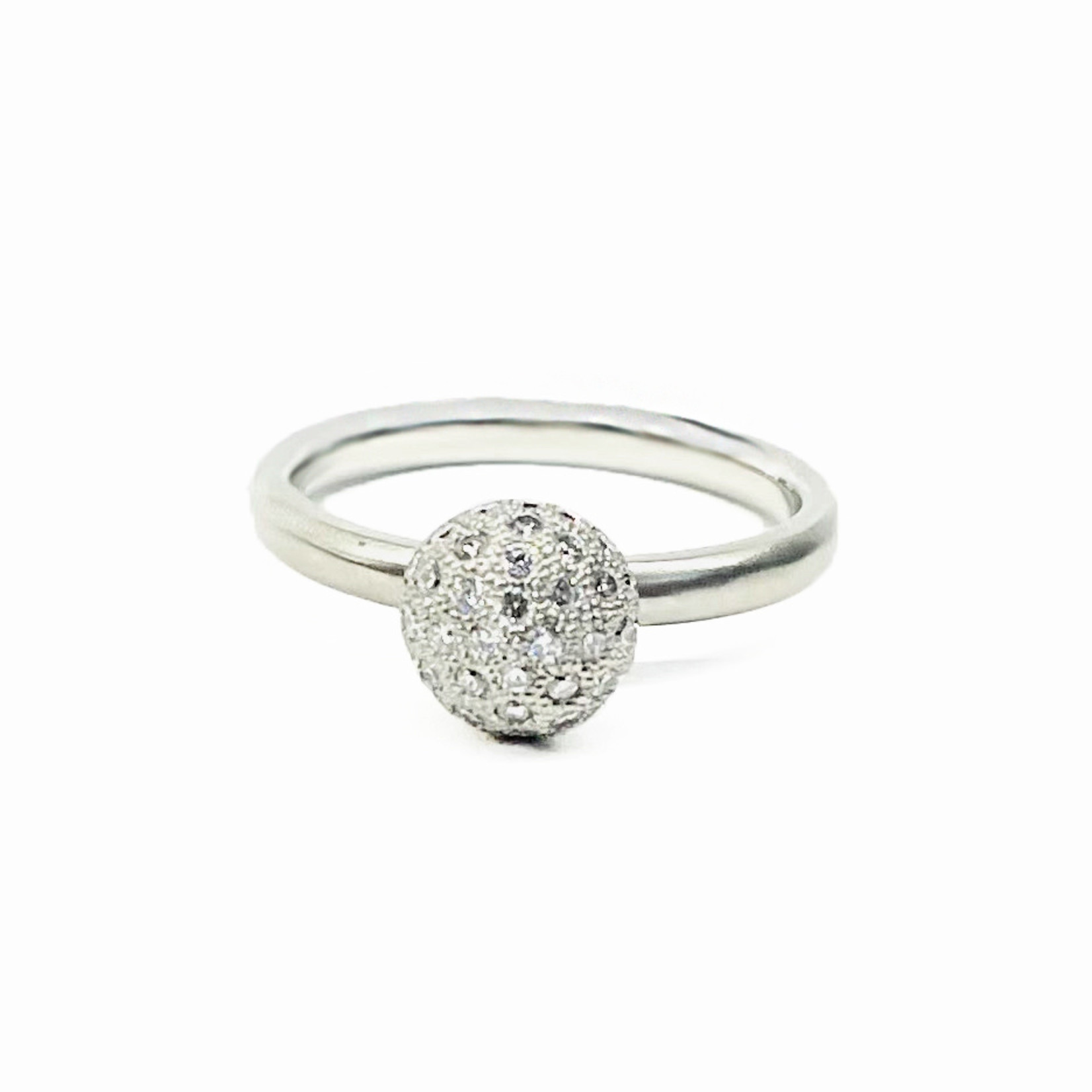 Anne Sportun Gold Pave Ball Set Ring Size 7.5