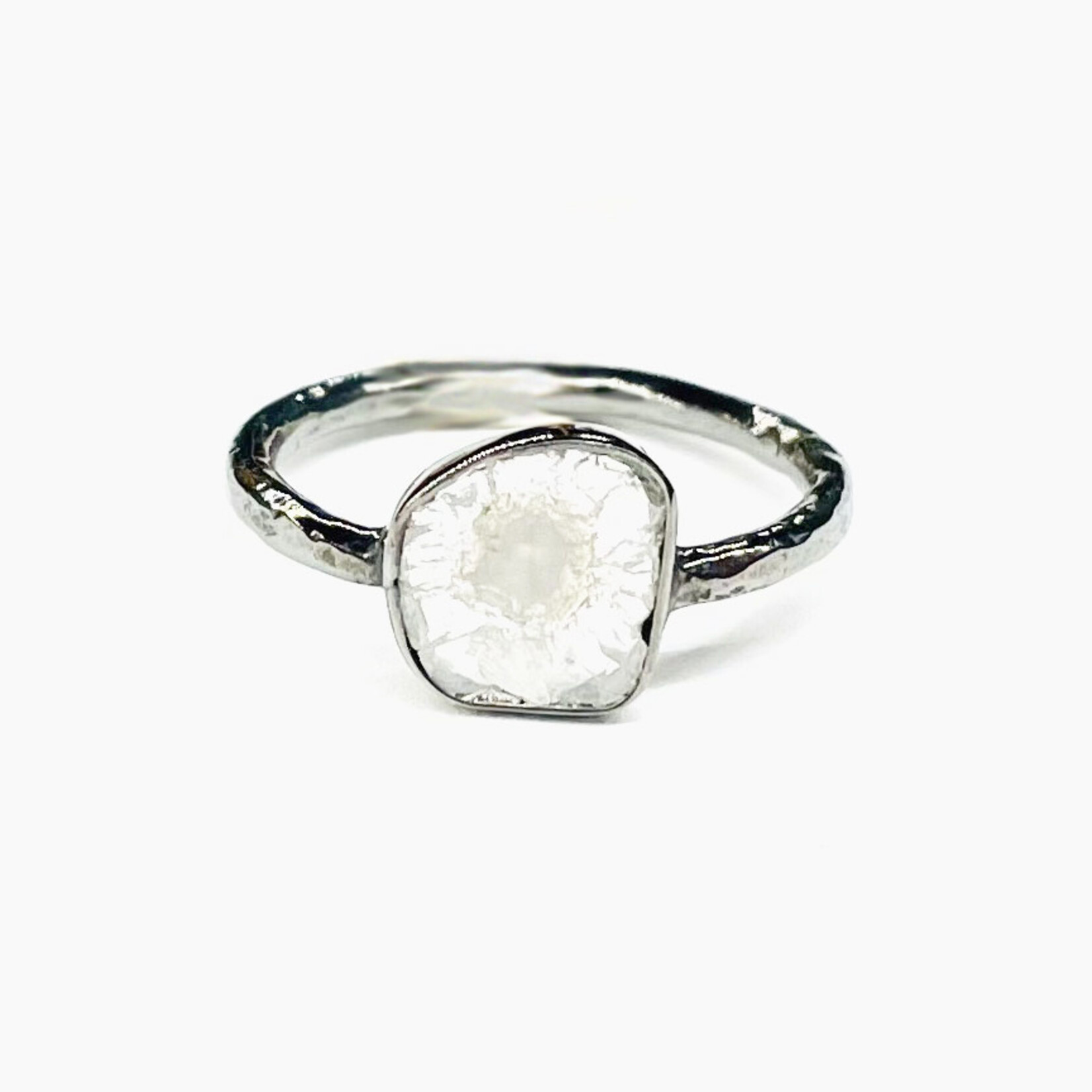 Robindira Unsworth Diamond Slice Oxidized Silver Ring Size 7
