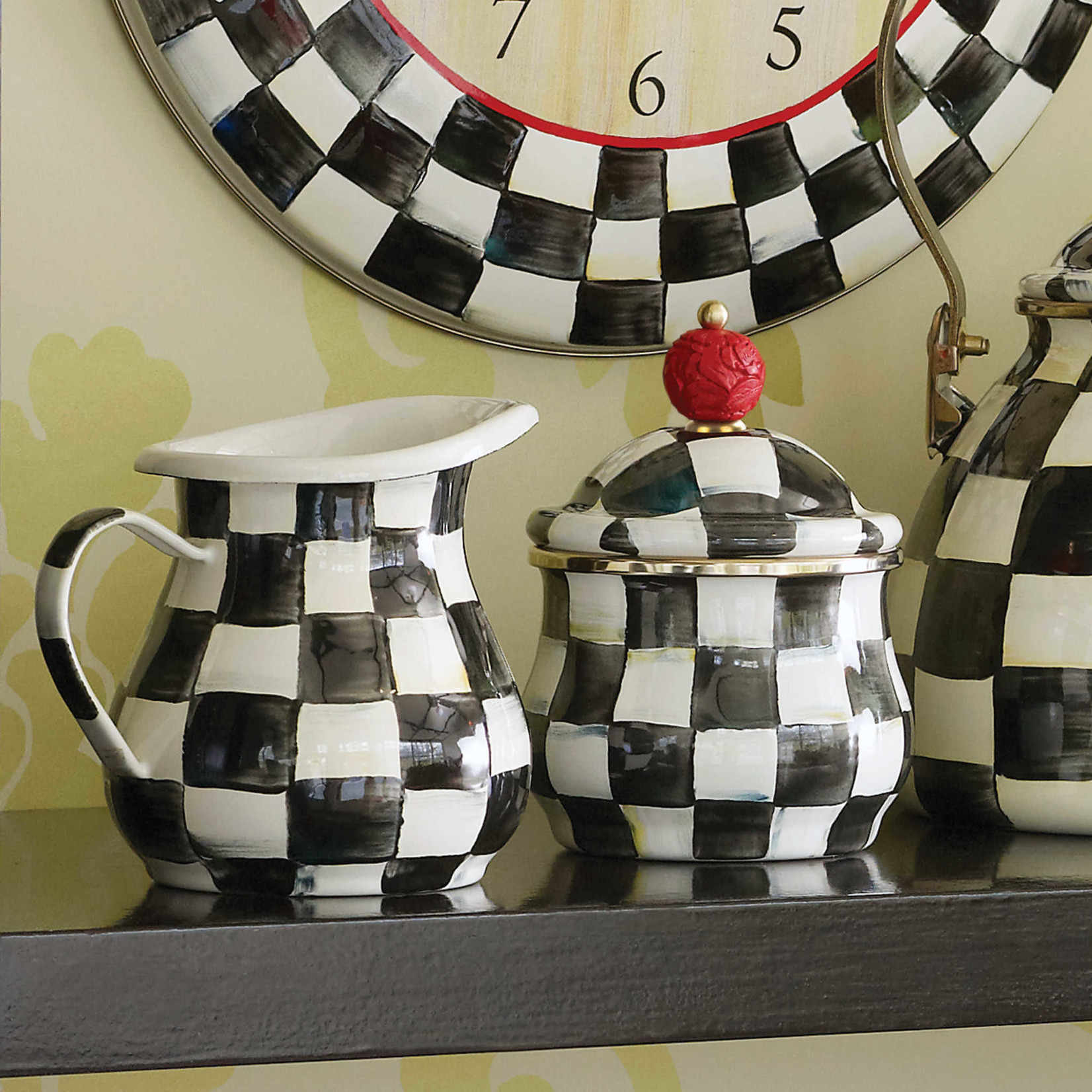 MacKenzie-Childs Courtly Check Enamel Lidded Sugar Bowl