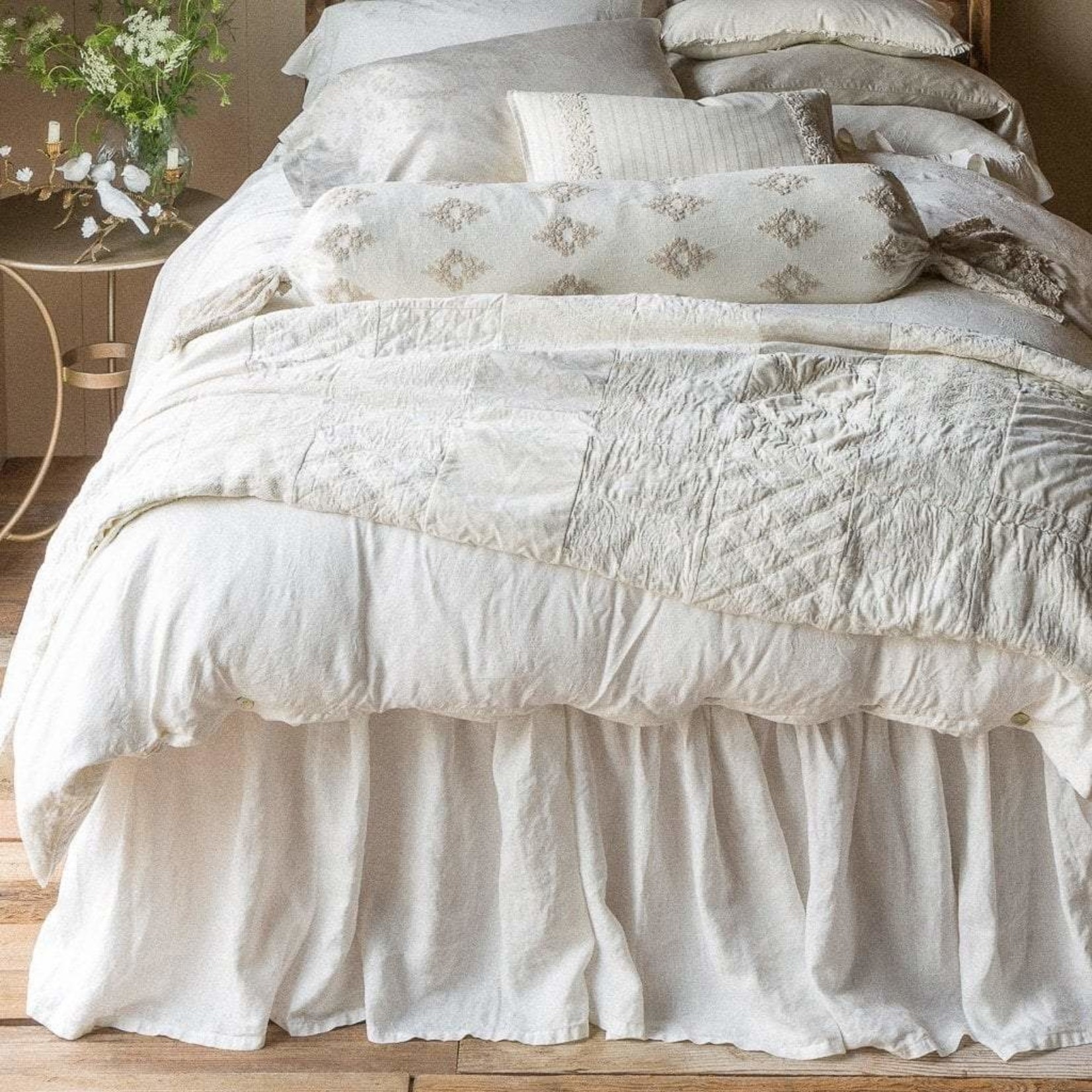 Bella Notte Linen Bed Skirt - Blue Leaf Houston