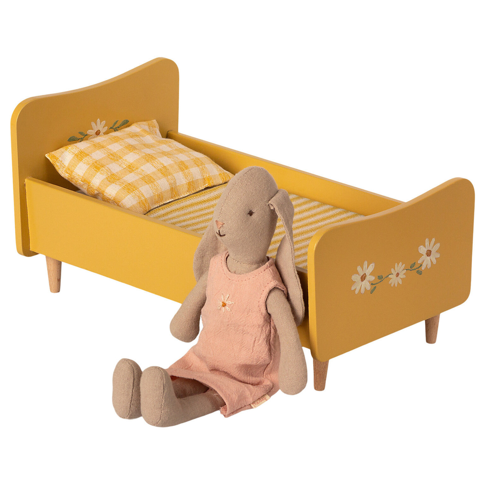 Maileg USA Wooden Bed, Mini- Yellow