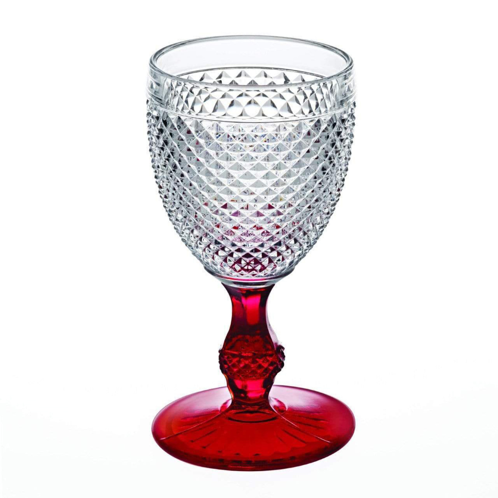 Vista Alegre Bicos Bicolor Goblet With Red Stem