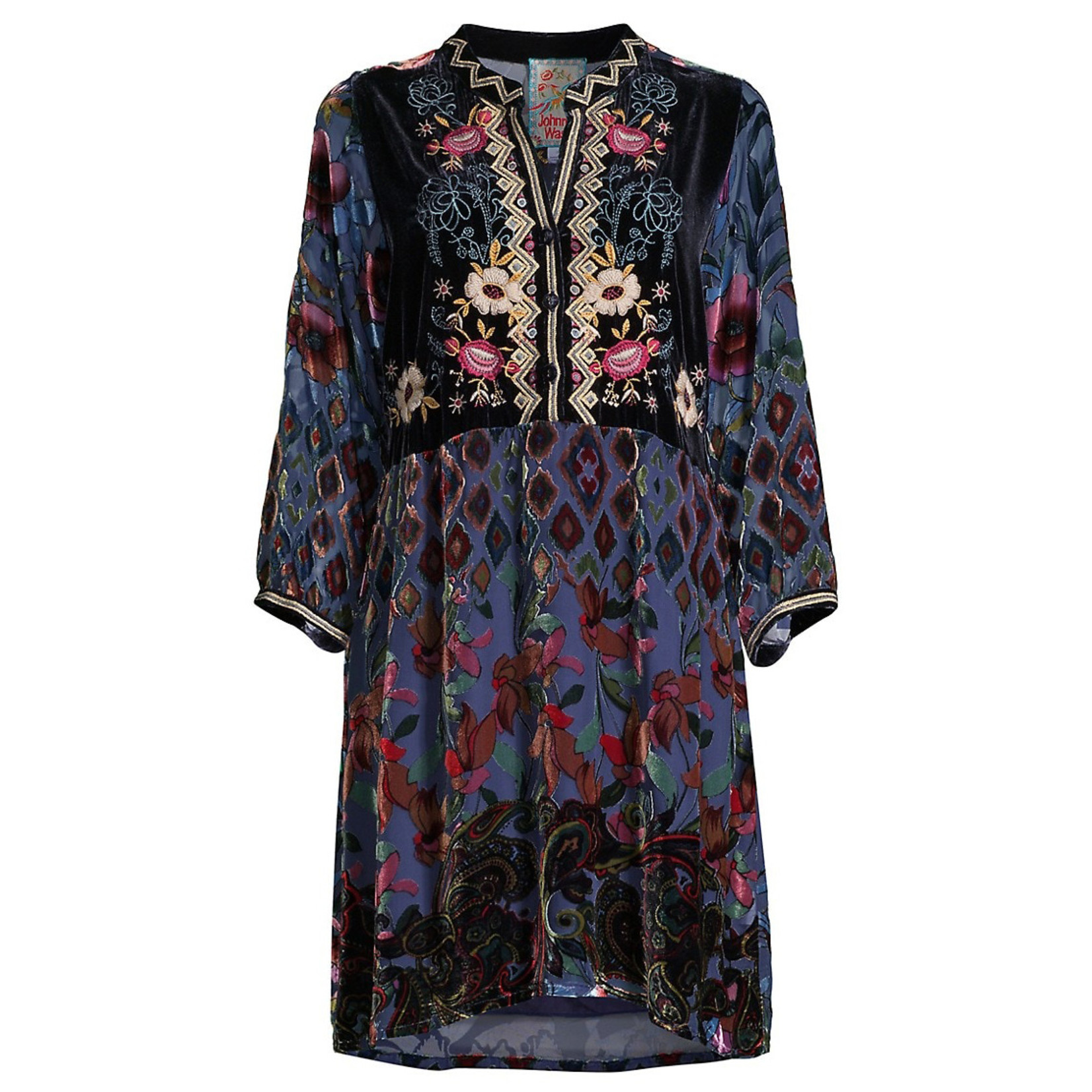 Clara Gweneth Burnout Tunic - Blue Leaf Houston