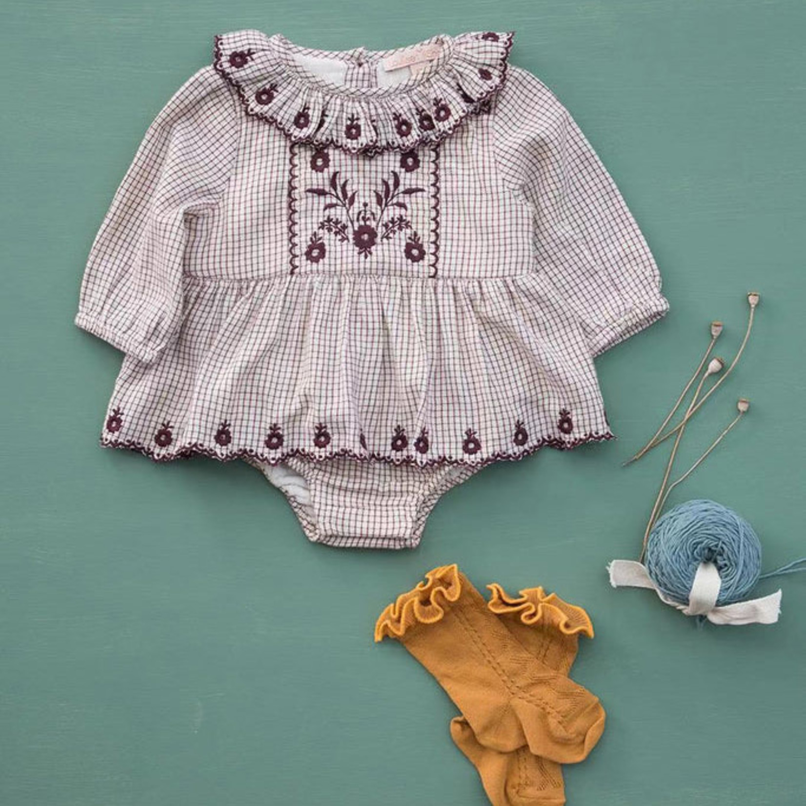 Louise Misha Ghilena Cream Check Romper