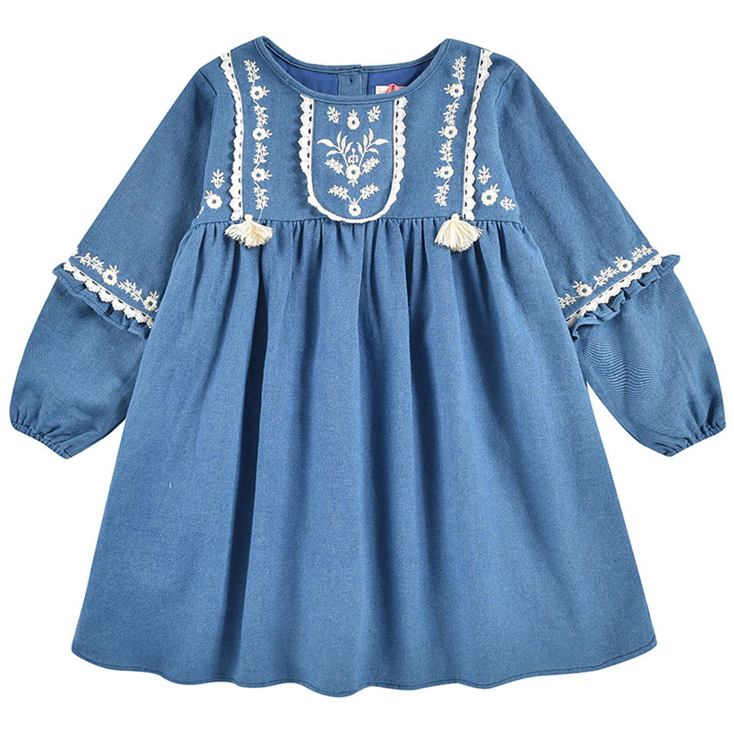 misha denim dress Embroidered Denim Dress in Organic Cotton