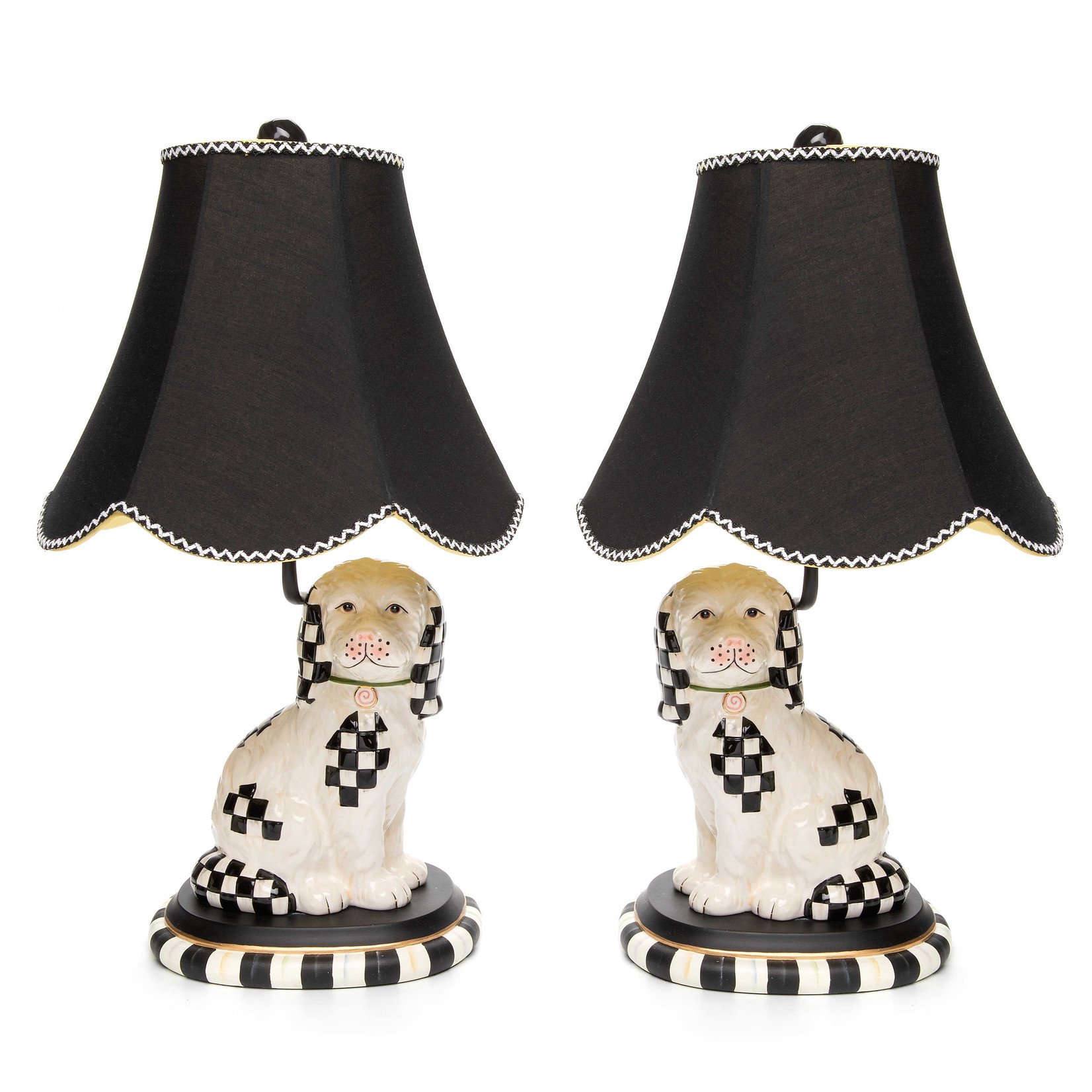 MacKenzie-Childs Staffordshire Dog Lamps, Set of 2