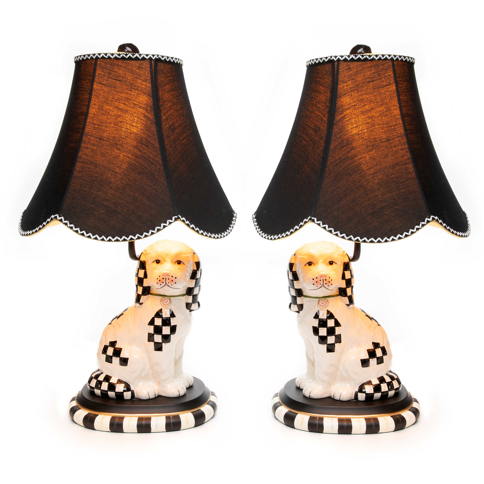 MacKenzie-Childs Staffordshire Dog Lamps, Set of 2