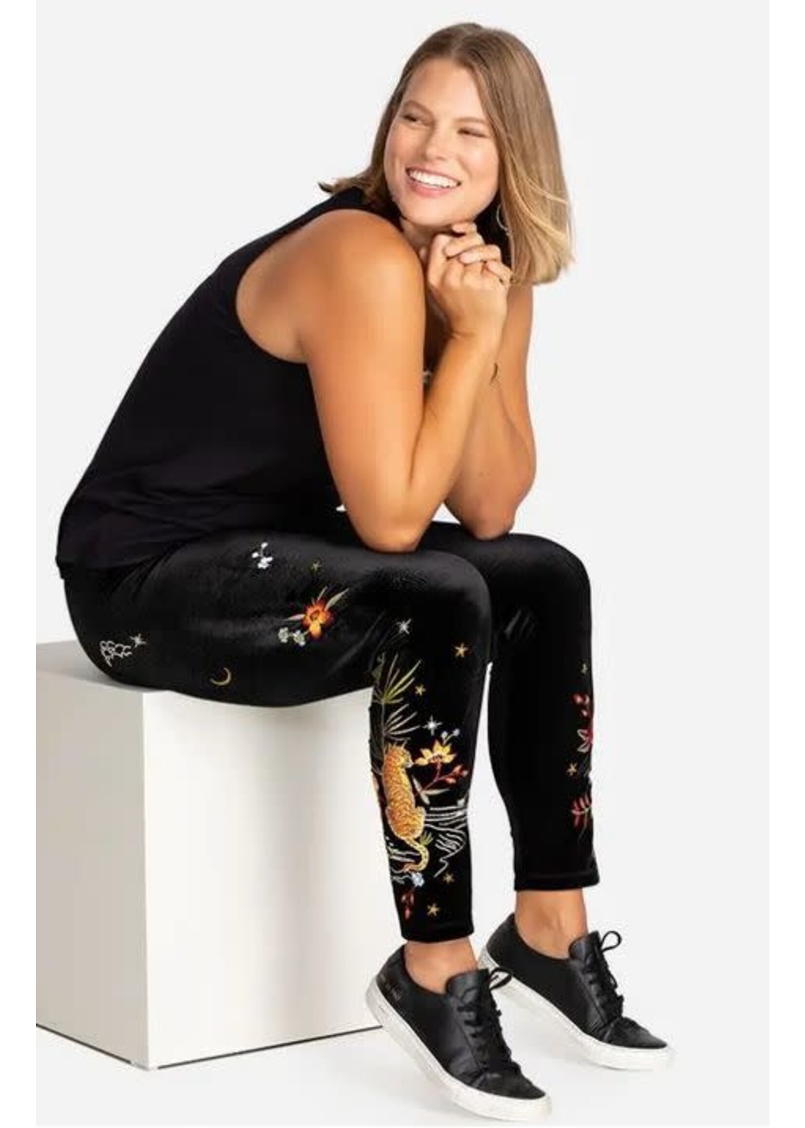 Keone Velvet Legging Blue Leaf Houston