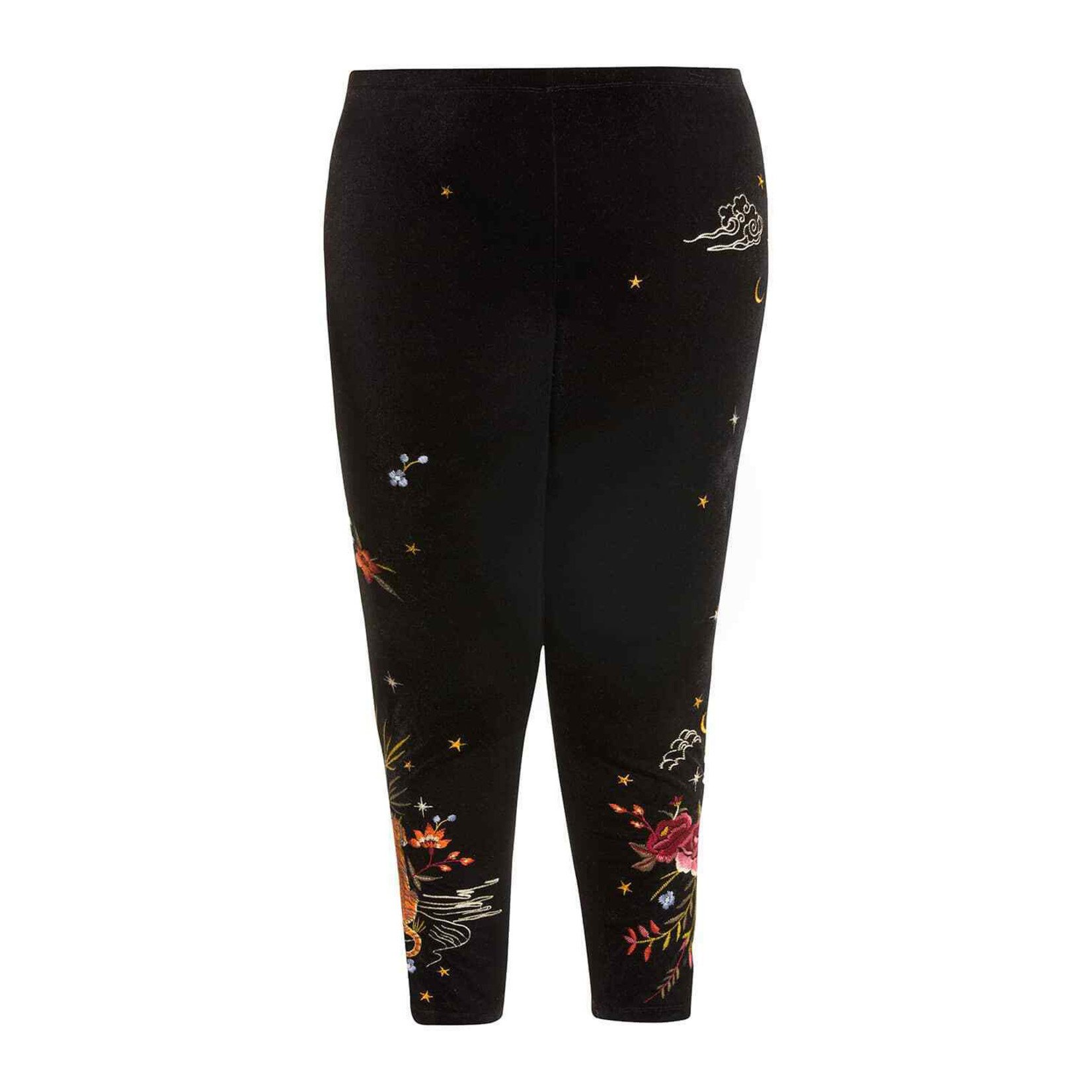 black printed velvet leggings