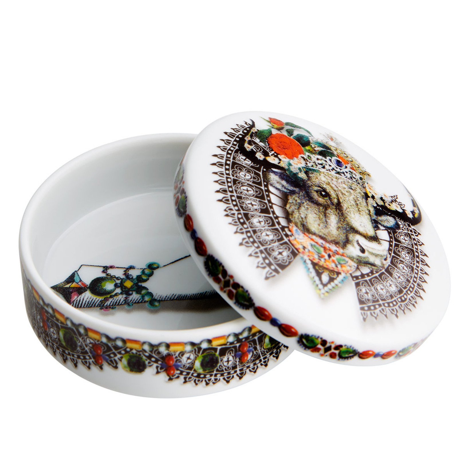 Vista Alegre Porcelain Love Who You Want Small Round Box  Queen Bull