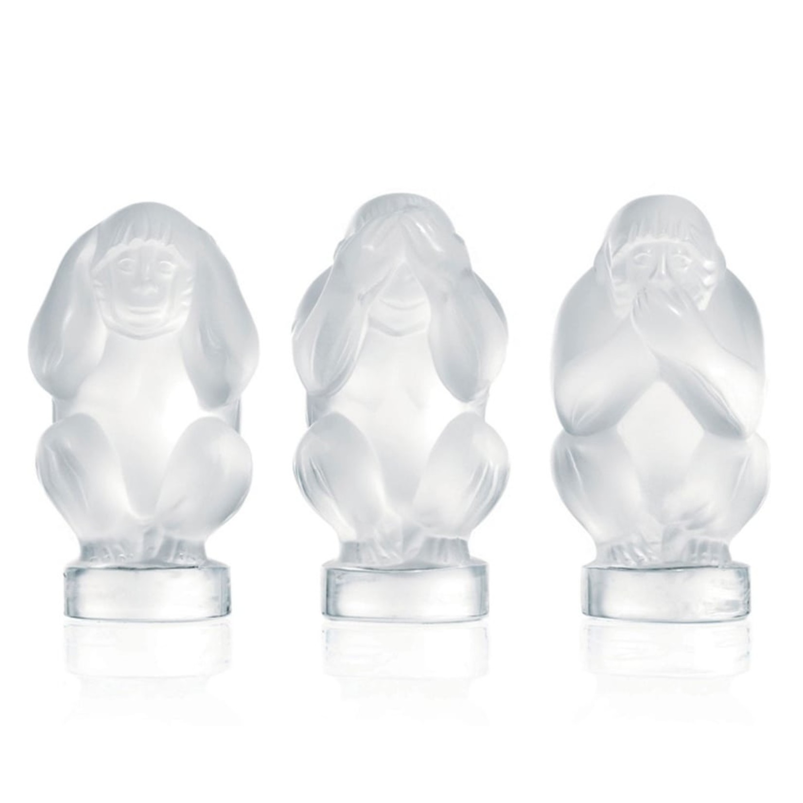 Lalique Three Wise Monkeys Wisdom Box Clear