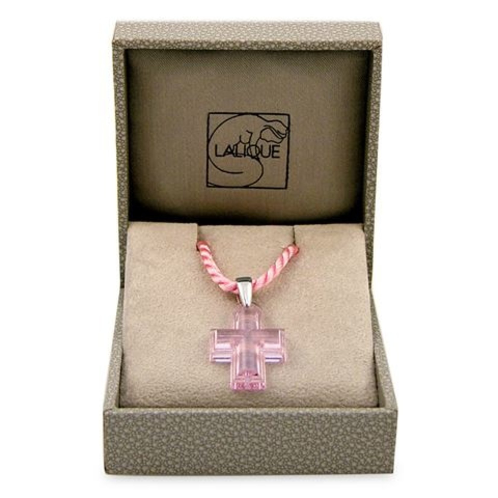 Lalique Cross Pendant - Pink