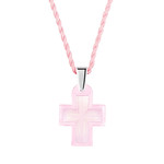 Lalique Cross Pendant - Pink