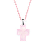 Lalique Cross Pendant - Pink