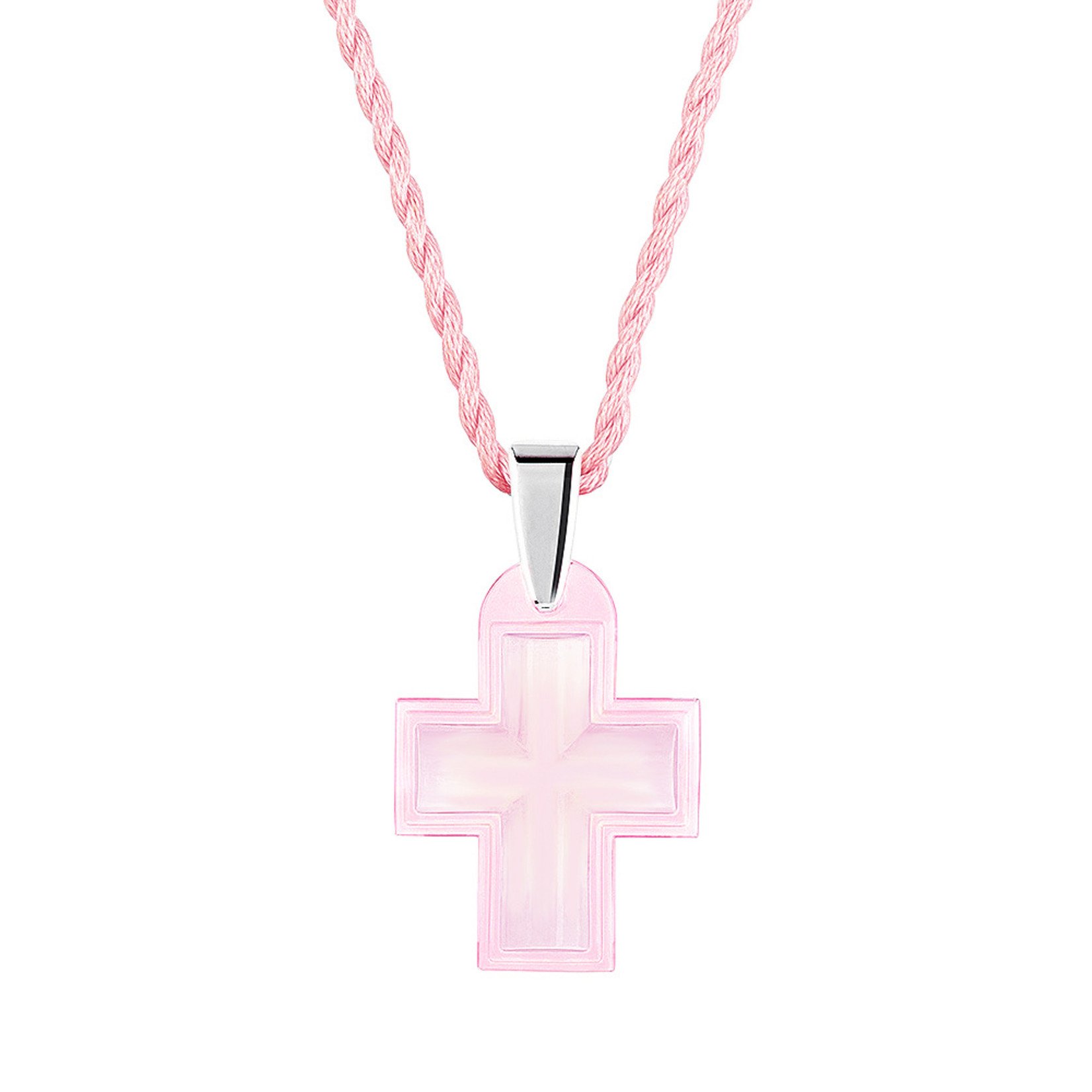 Lalique Cross Pendant - Pink