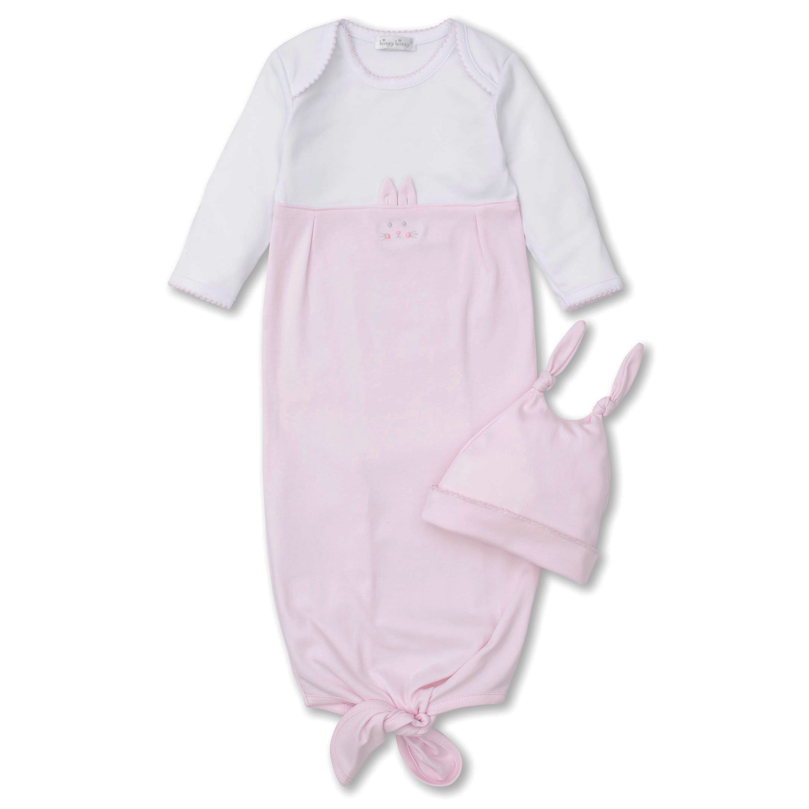 Kissy Kissy Tatiana Co. Gingham Bunnies Pink Sack & Hat Set