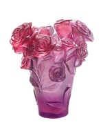 Daum Small Rose Passion Vase in Red and Purple