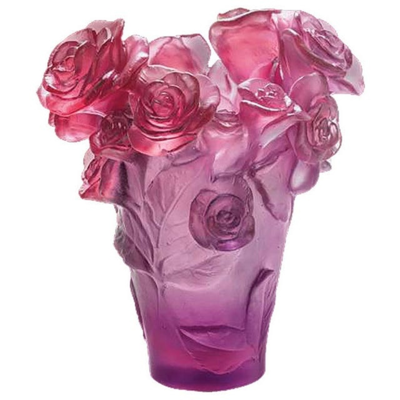 Daum Small Rose Passion Vase in Red and Purple