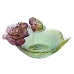 Daum Small Rose Passion Bowl in Green and Pink