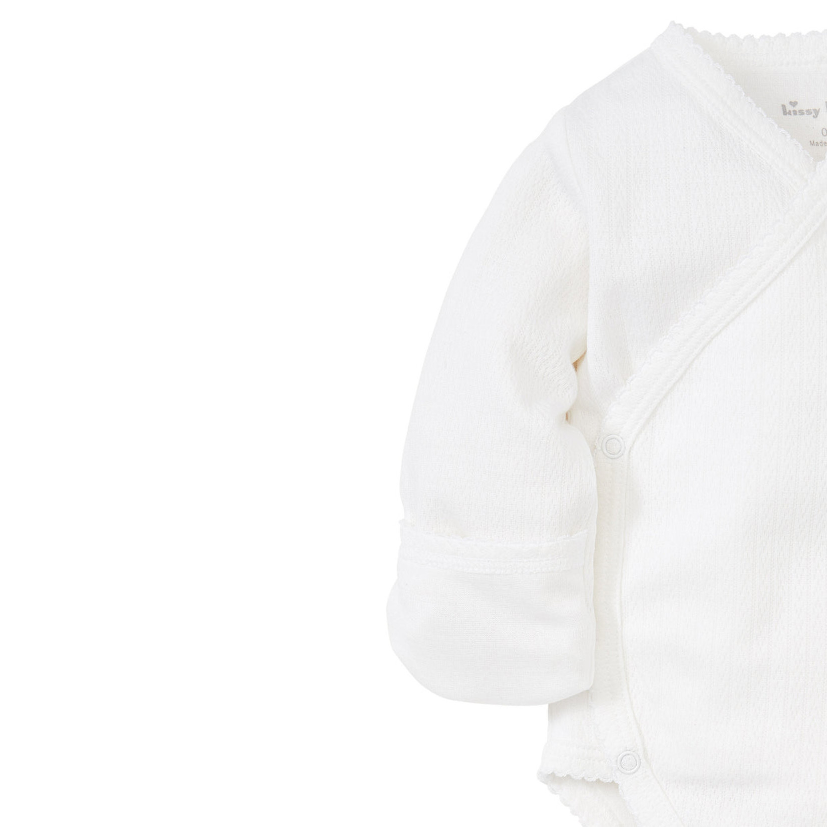 Kissy Kissy Tatiana Co. White Pointelle Long Sleeve Bodysuit