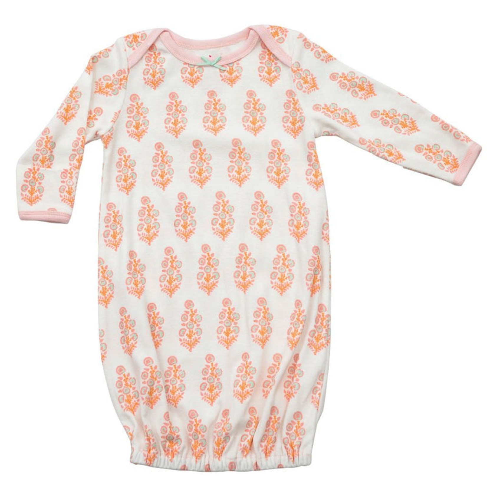 Pink Chicken Ginny White Flower Bunch Gown - 0/3M