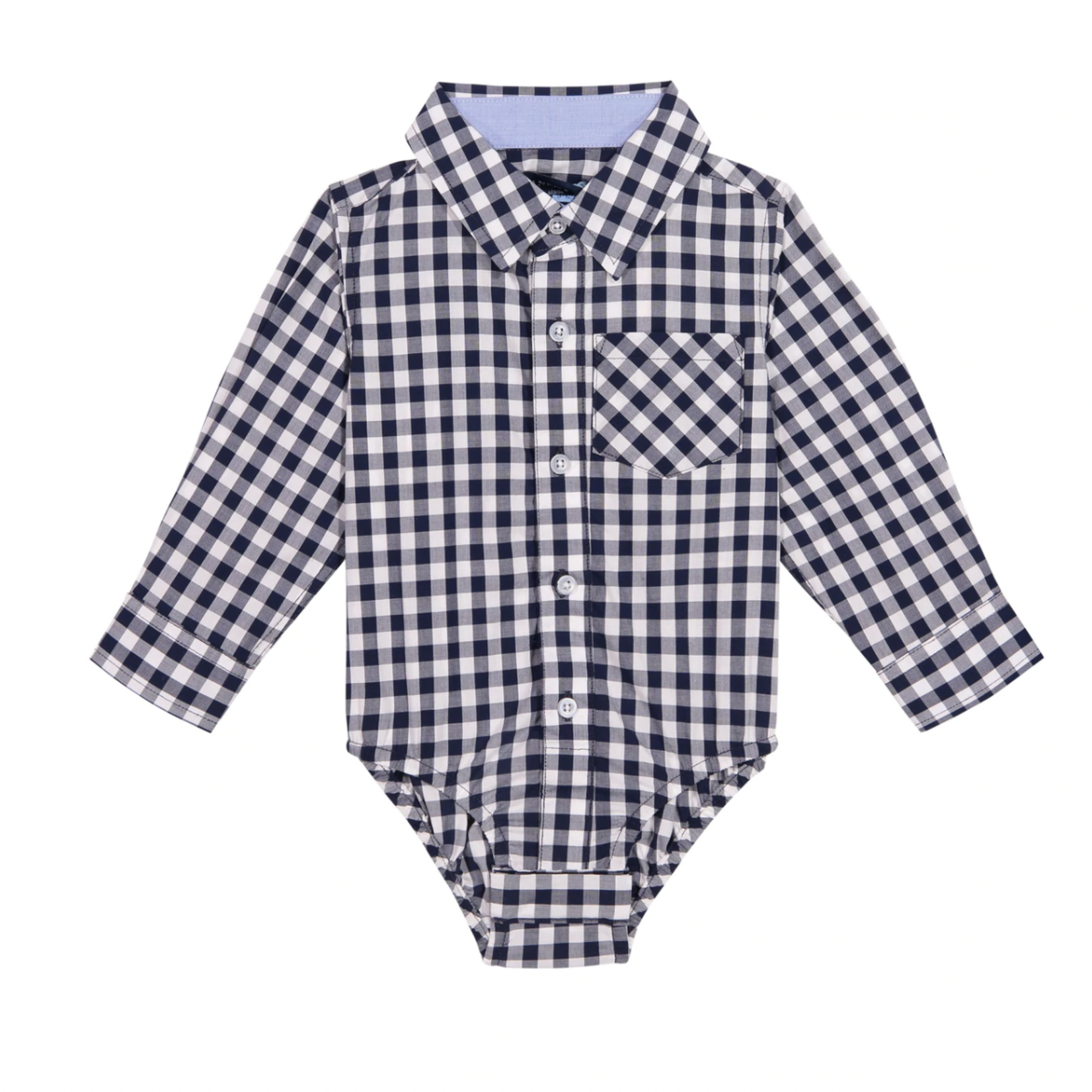 Andy & Evan Infant Boy Navy Gingham Button-down Shirtzie