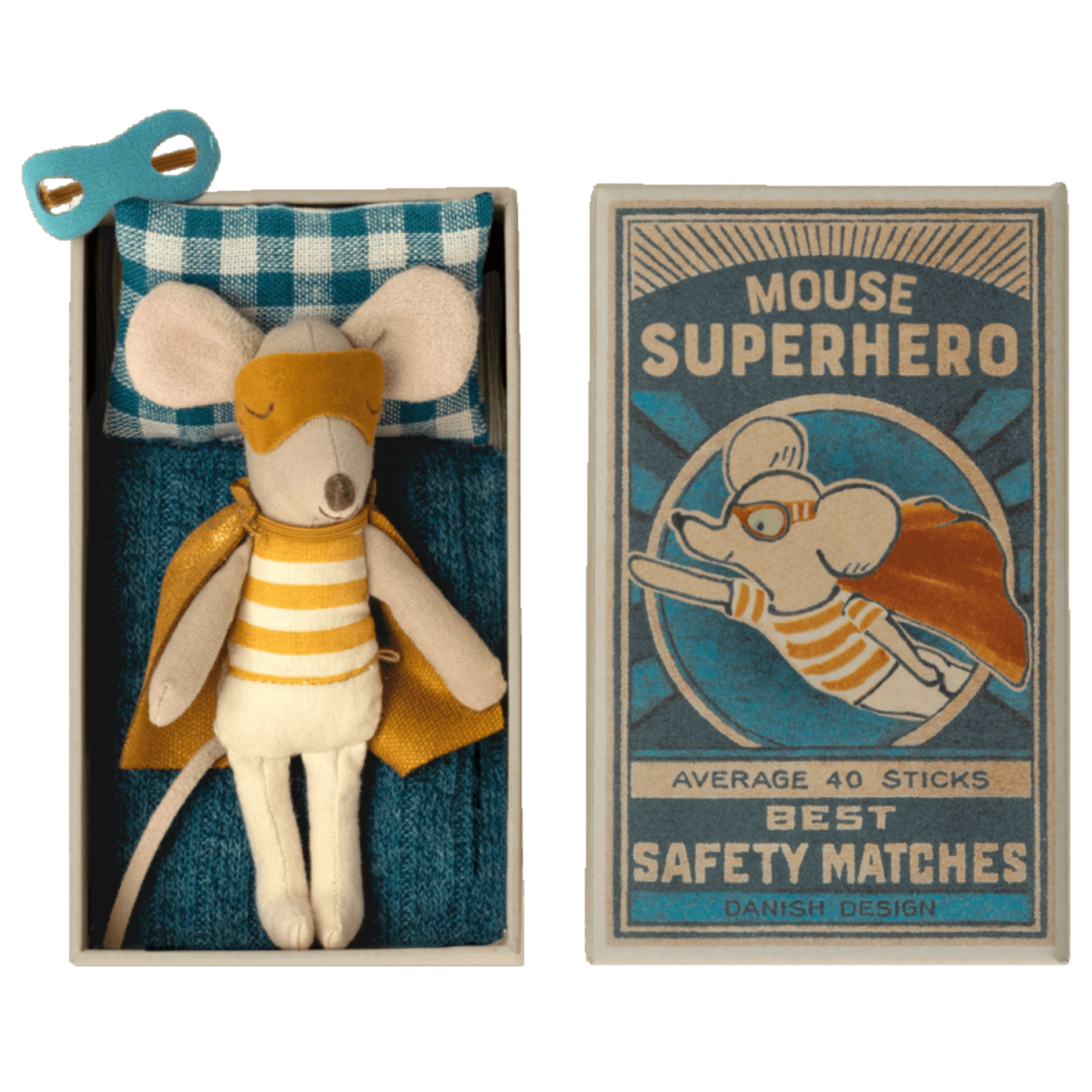 Maileg USA Super Hero Mouse, Little Brother in Matchbox
