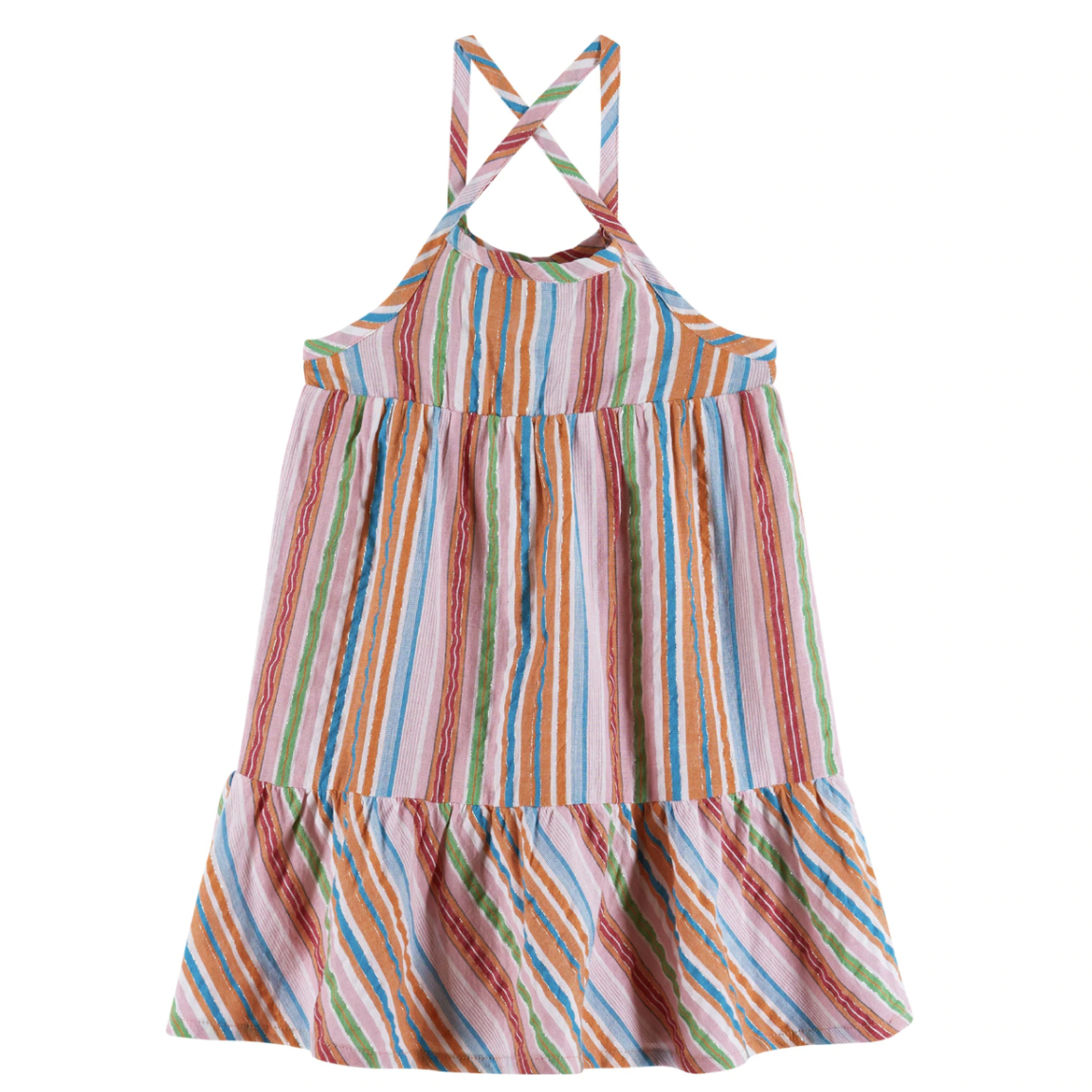 Andy & Evan Woven Lurex Stripe Strappy Dress