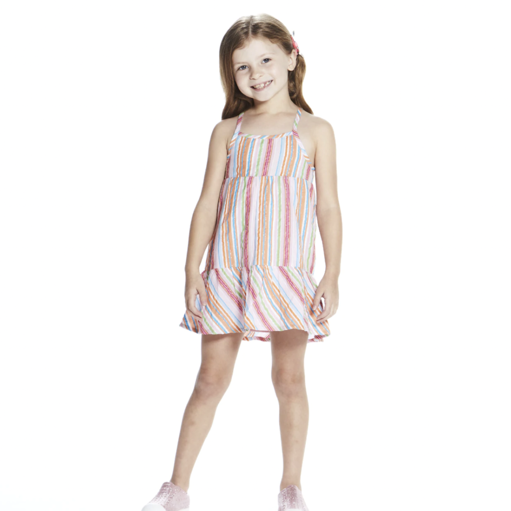 Andy & Evan Woven Lurex Stripe Strappy Dress